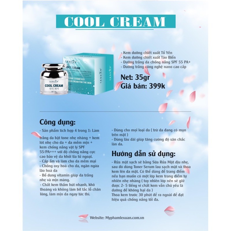 Kem dưỡng ban ngày 35gr LEXUAN COSMETICS - Chỉ số chống nắng SPF 55/PA+++ Bổ sung vitamin colagen