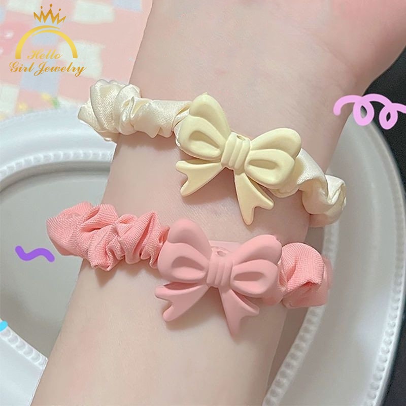 Ahellogirl Dây Cột Tóc Co Giãn Hình Nơ Hồng Dễ Thương Phong Cách Hàn Quốc