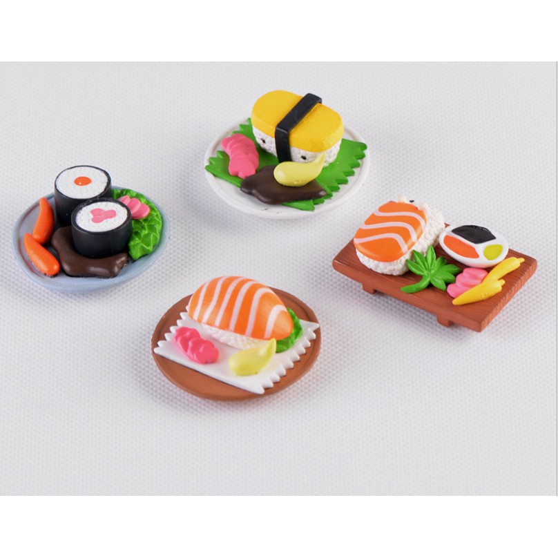 Mô hình đĩa sushi trang trí tiểu cảnh, nhà Dollhouse DIY