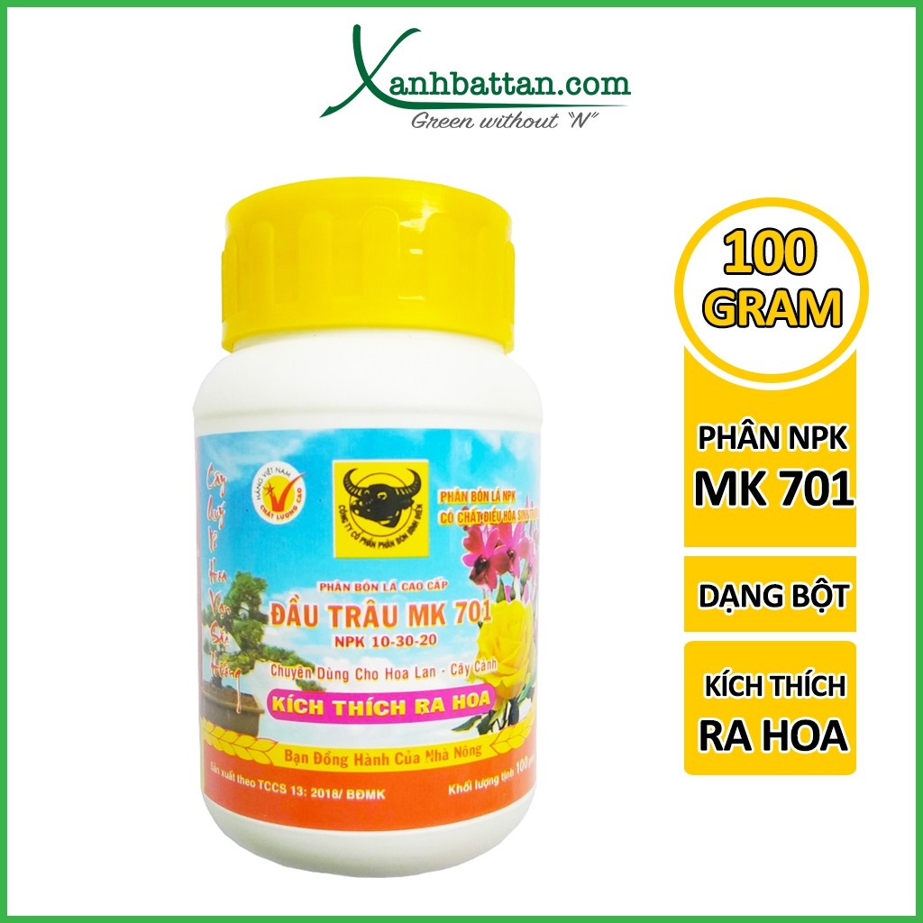 Phân bón ĐẦU TRÂU MK 701 Kích ra hoa phong lan 100 gram