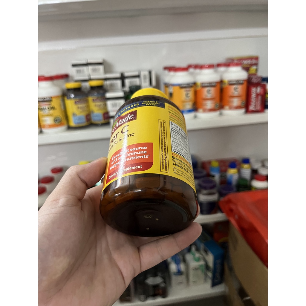 Viên uống bổ sung vitaminC Nature Made Super C With Vitamin D3 & Zinc, 200 viên
