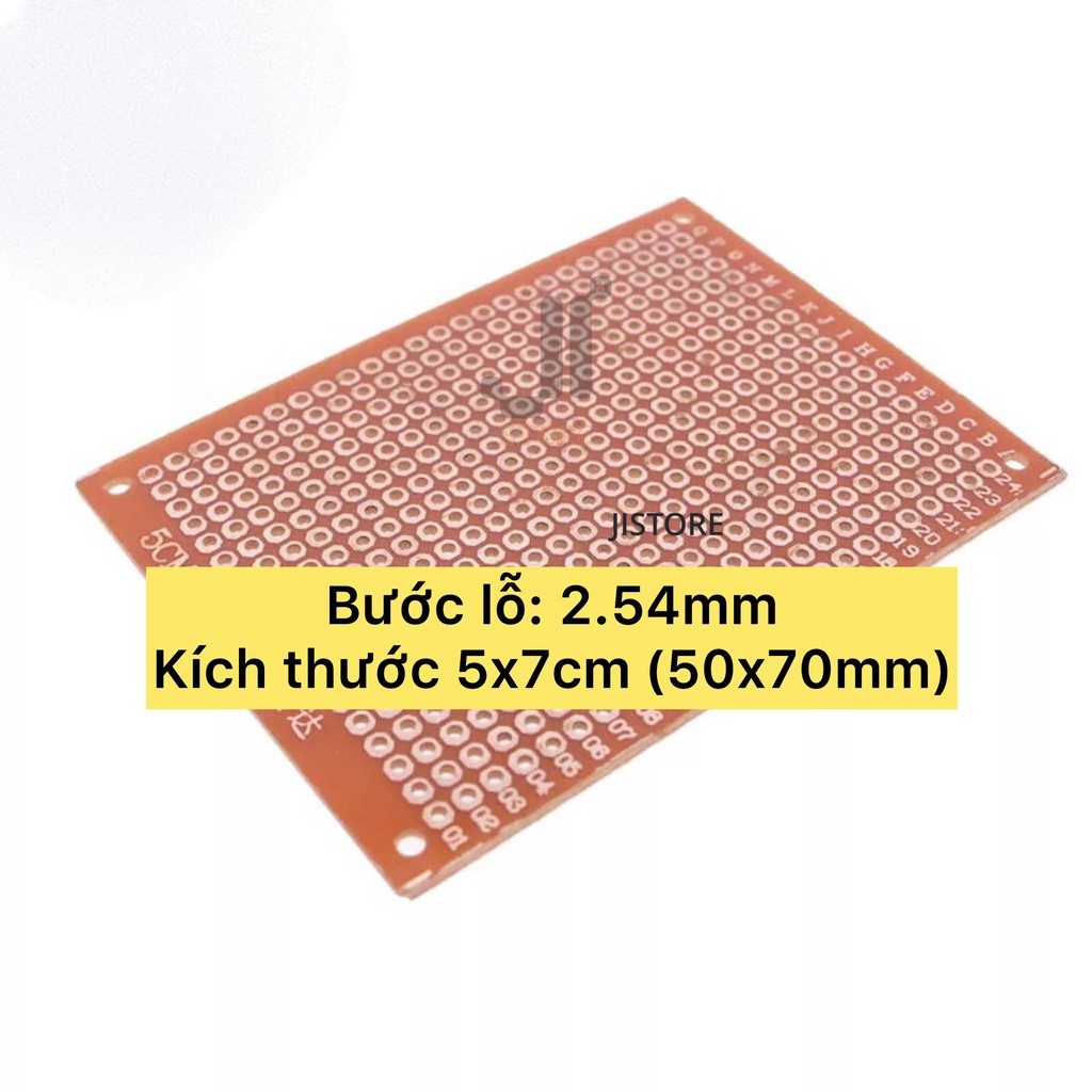 Combo 5 mạch PCB Hàn Test Board kích thước 5x7cm  bước lỗ 2.54mm