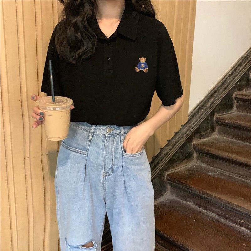 Áo thun 💥 full size ❤ polo unisex tay lỡ gấu