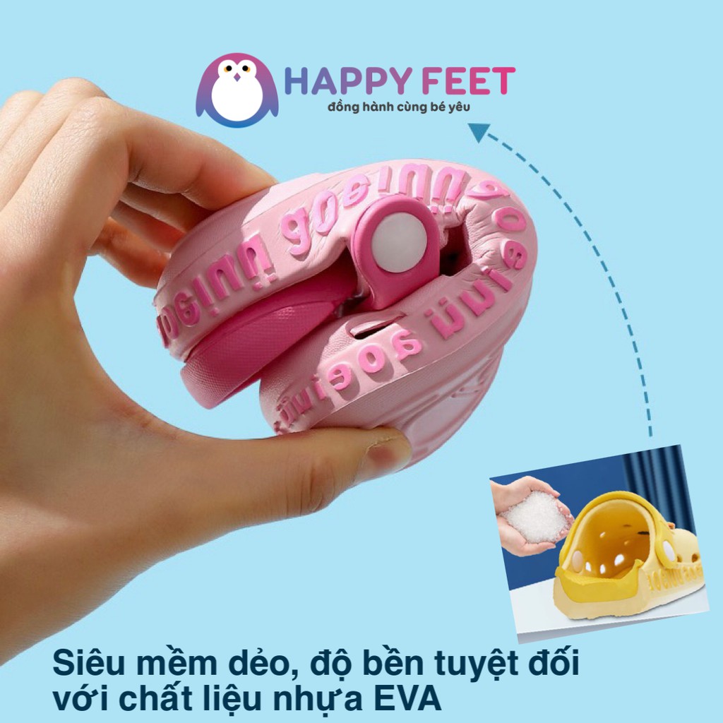 Dép sục trẻ em Happy Feet siêu nhẹ chống trơn chính hãng cho bé trai bé gái từ 1-5 tuổi- No2012