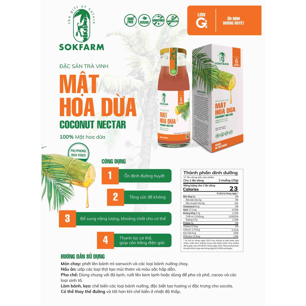 Mật Hoa Dừa SokFarm - Dành cho người Ăn Chay - Thay thế cho mật ong rất tốt | BigBuy360 - bigbuy360.vn
