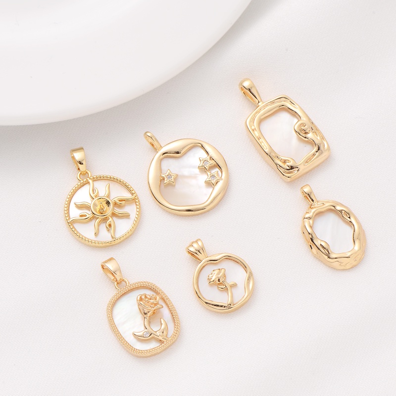 Mặt Dây Chuyền Hình Vỏ Sò Trắng Bằng Đồng 14K Cao Cấp