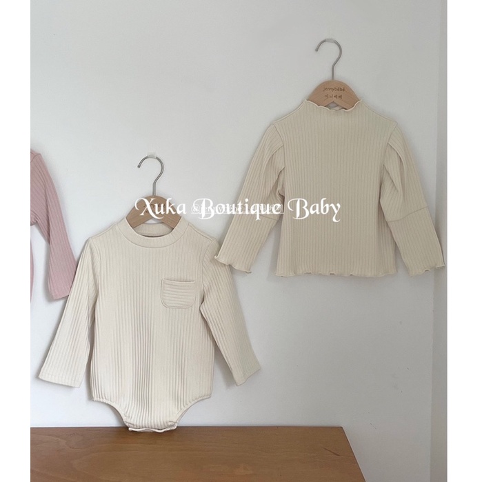 Bodysuit Dài Tay Đáp Túi Ngực Bé Trai Bé Gái (6-15kg) Chất Co Giãn Mềm Mịn Dày Dặn Hãng Jennybebe Cao Cấp [ảnh Thật]
