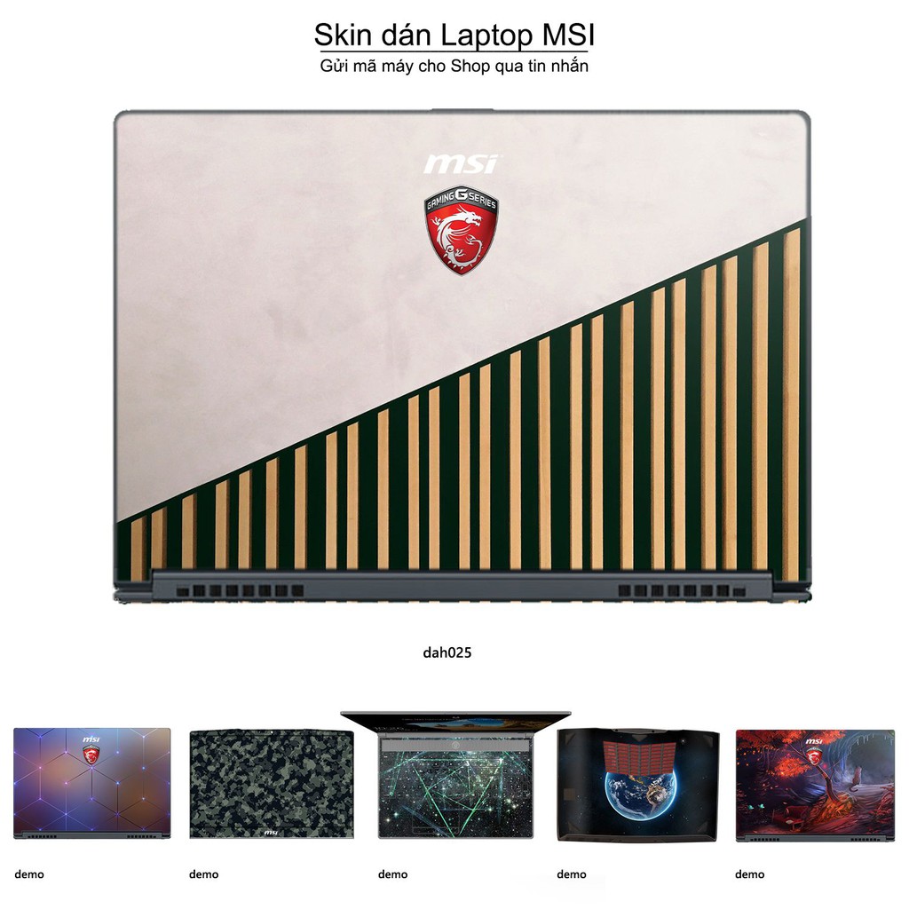 Skin dán Laptop MSI in hình đá phối gỗ - dah025 (inbox mã máy cho Shop)