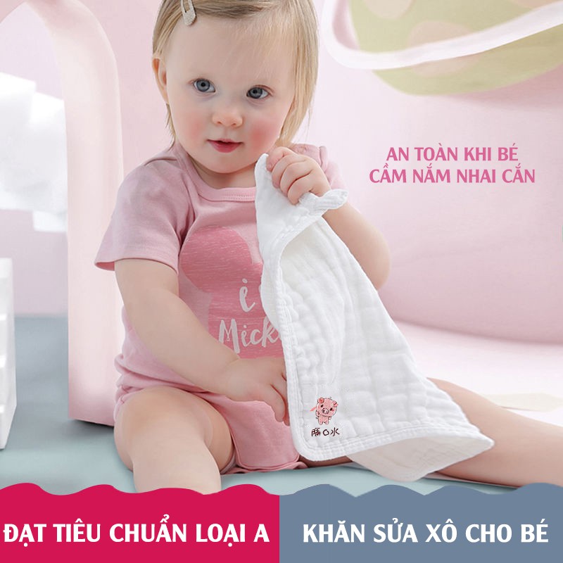 Set 5 Khăn Xô Sữa 6 Lớp Cho Bé Siêu Thấm Hút Thêu Họa Tiết Hoạt Hình Đáng Yêu - Khăn lau sữa cho bé - Hàng Nhập Khẩu