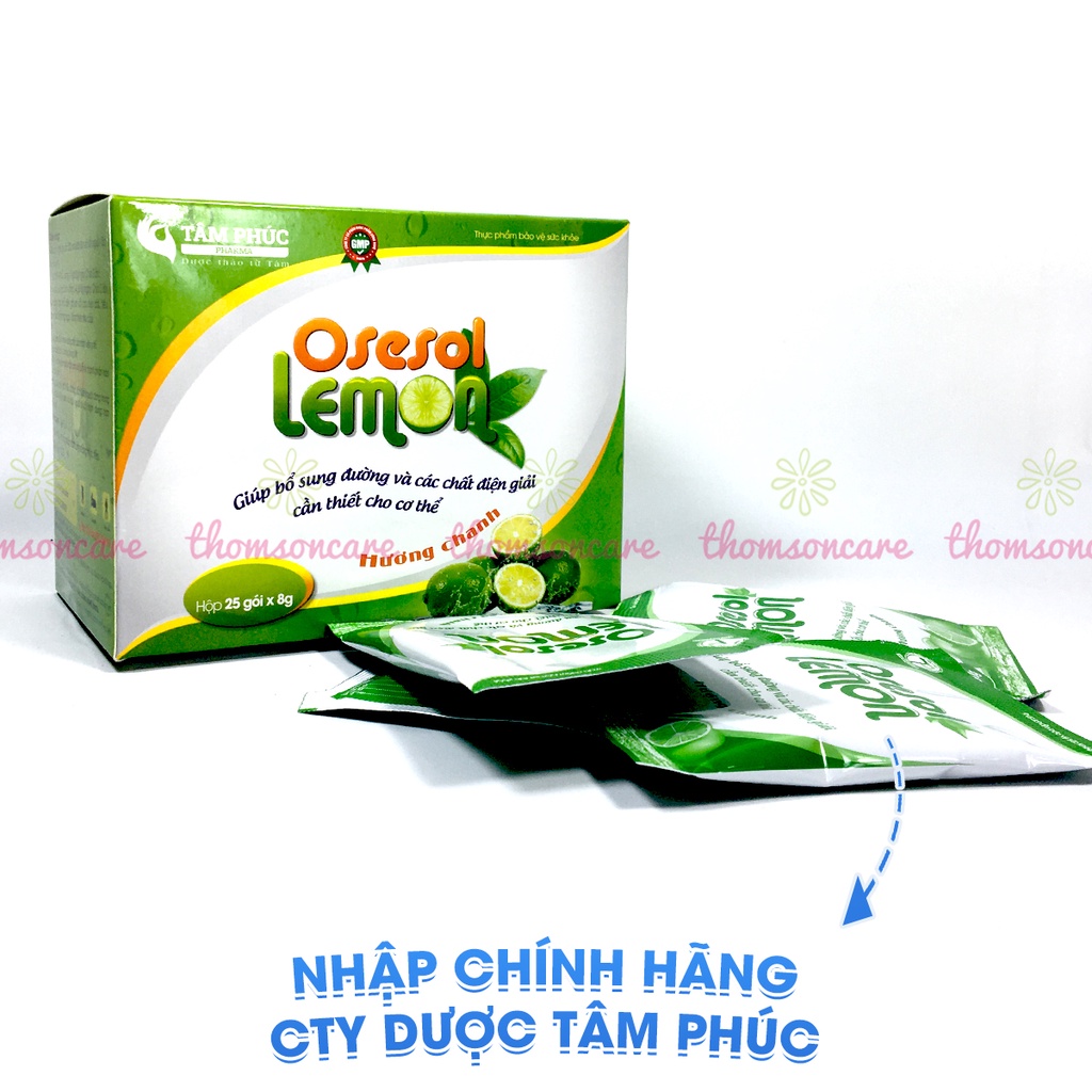Bột điện giải Oresol bù nước khi ốm sốt, chơi thể thao,giải khát - Oresol Lemon Tâm Phúc Hộp 25 gói hương chanh