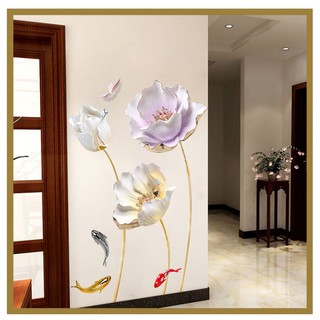 Decal dán tường HOA TÍM CÁNH MỎNG 3D SIÊU HOT