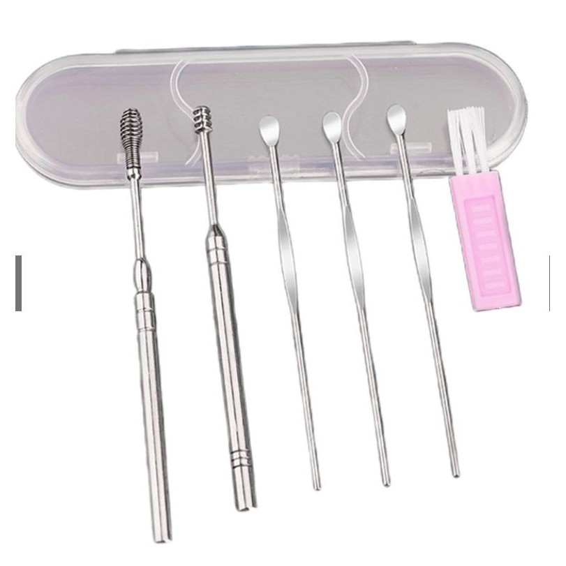 [Mã COSDAY -50K đơn 150K] Bộ dụng cụ ngoáy tai inox 6 món - Bộ lấy ráy tai thép không rỉ 6 món