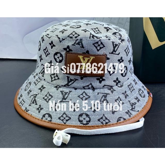 Mũ L.v trẻ em 5-10 tuổi - nón bo bucket bé gái xinh xắn viền da cực dể thương thời trang cho bé )