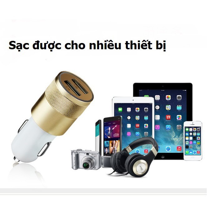 &lt;CÓ HỘP&gt;ĐẦU SẠC Ô TÔ 2 CỔNG USB CAO CẤP VỎ KIM LOẠI 88154 SHOP THẾ GIỚI TIỆN ÍCH