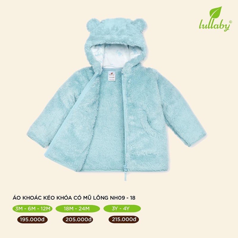 [LULLABY SALE] Áo khoác lông khoá kéo bé trai bé gái