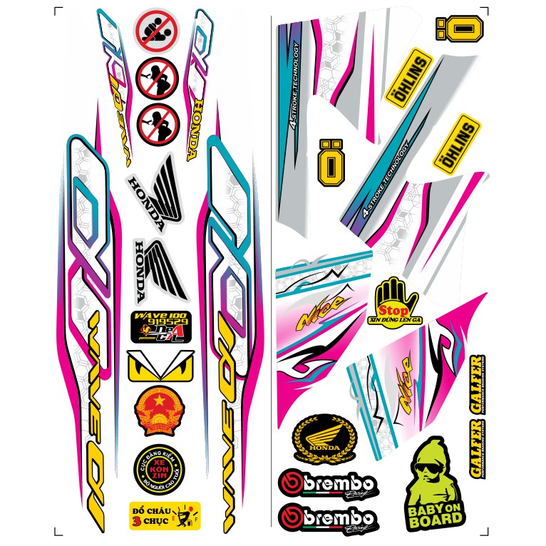 Tem rời Wave a 50 - 100 cc Đời 2006-2016 Mẫu Alpha zin 2021 Phiên Bản Các Màu 919529