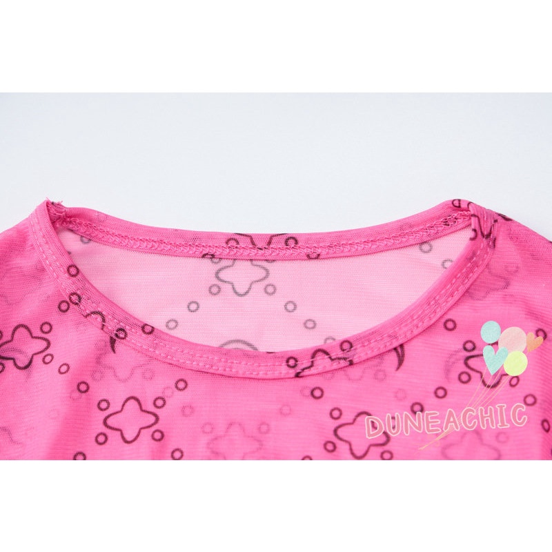 Set đồ DUNEA gồm áo thun tay dài xuyên thấu và quần dài lưng cao thời trang dành cho nữ