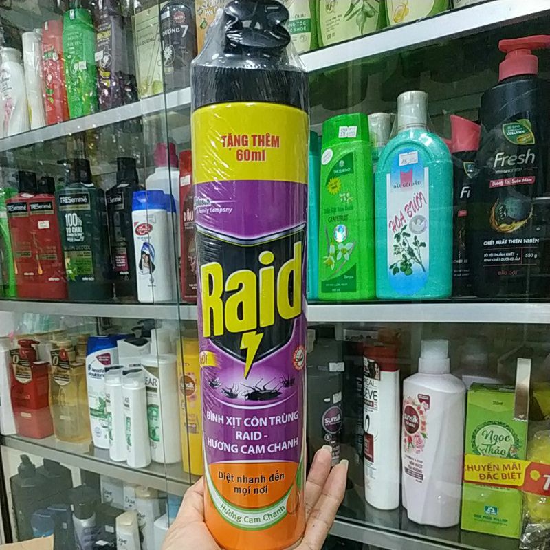 BÌNH XỊT CÔN TRÙNG HIỆU QUẢ RAID MỚI 520ML RAID HƯƠNG CAM CHANH