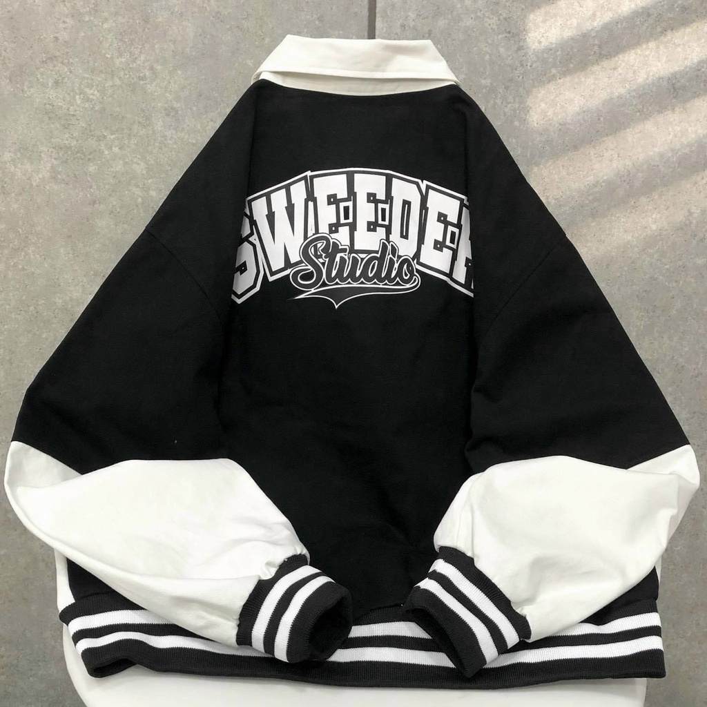 Áo Khoác Dù Nam Nữ Cổ Sơ Mi Độc Đáo, In Chữ Sweeder Studio Cá Tính
