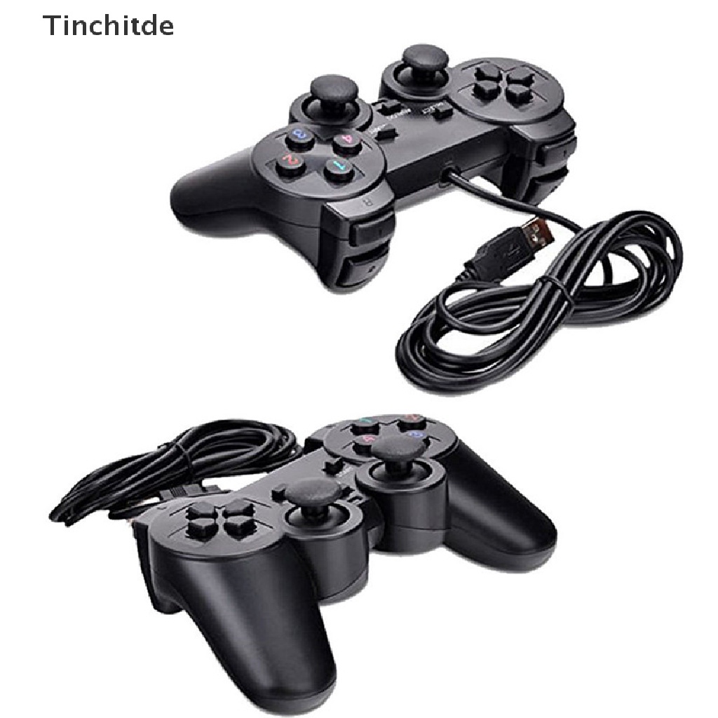 Tay cầm chơi game có dây USB kép màu đen mới cho PC