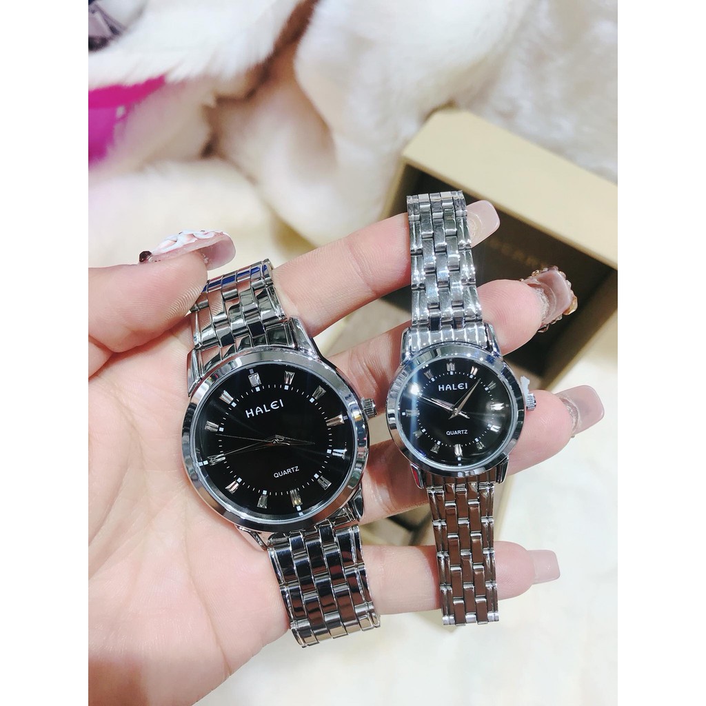 Đồng Hồ Cặp Nam Nữ Halei Máy Nhật Chính Hãng Chống Nước Tuyệt Đối Mặt Tròn Kim Loại Thép Không Gỉ Mạ Chống Bay Màu HL502 | BigBuy360 - bigbuy360.vn