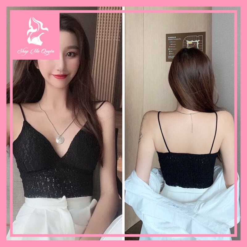 Áo bra ren 2 dây cổ V sexy, phần lưng thiết kế bo chun mề mại