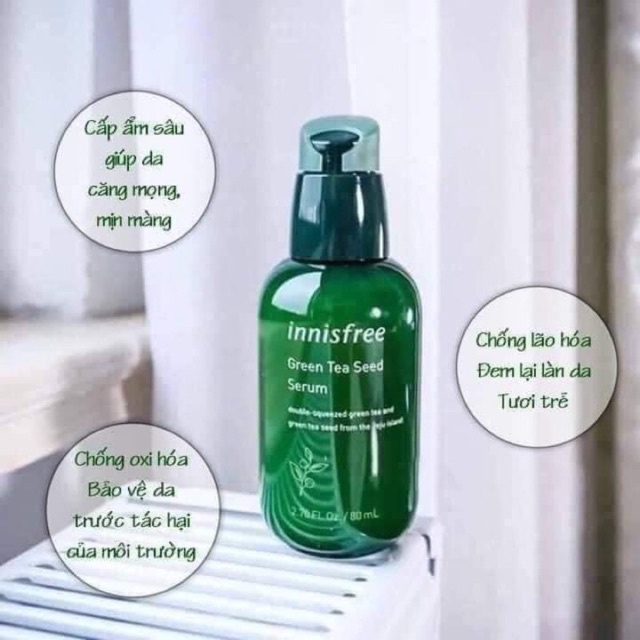 NEW 2021 - Phiên bản mới Tinh Chất Dưỡng Ẩm Sâu Từ Trà Xanh Innisfree 𝗚𝗿𝗲𝗲𝗻 𝗧𝗲𝗮 𝗦𝗲𝗲𝗱 𝗧𝗿𝗶-𝗯𝗶𝗼𝘁𝗶𝗰𝘀 𝗦𝗲𝗿𝘂𝗺 𝟴𝟬𝗺𝗹
