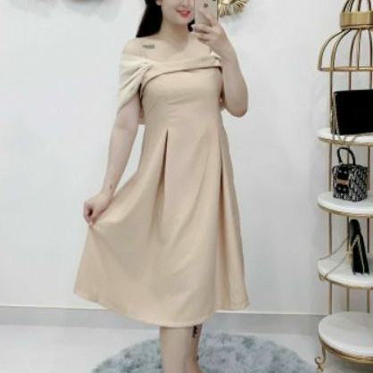 Đầm big size maxi xòe trễ vai từ 60kg-90kg