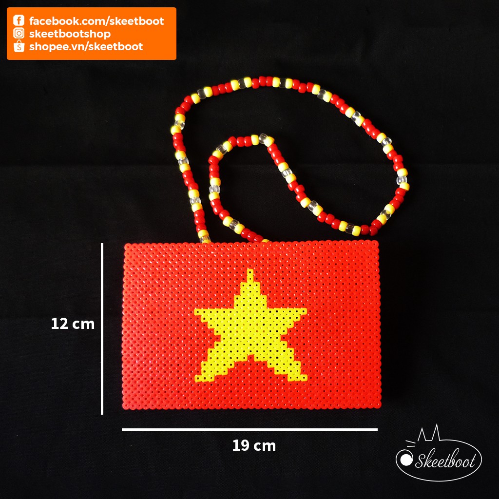 Vòng kandi cờ Việt Nam CÓ ĐÈN LED - vòng perler cờ Việt Nam - phụ kiện rave DJ