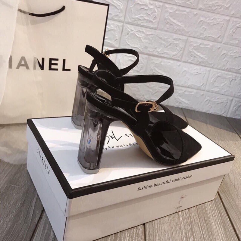 Sandal nữ da lộn gót vuông 9cm hàng xuất khẩu ( có đính kèm video tự quay)