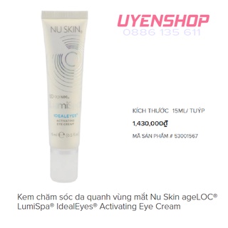 Kem chăm sóc da vùng quanh mắt - Kem chăm sóc da quanh vùng mắt NuSkin ageLOC LumiSpa IdealEyes 15ml