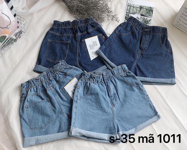 Quần Short Nữ Jean Lưng Thun Có Dây Kéo Size Nhỏ Đến Size Đại MS1011