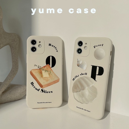 Ốp Lưng Iphone 3D Hình Bánh Mỳ Bơ Và Vỏ Sò Chống Sốc Chống Bẩn Cạnh Vuông 7plus/8plus/x/xs/xsmax/11/11pro/11promax