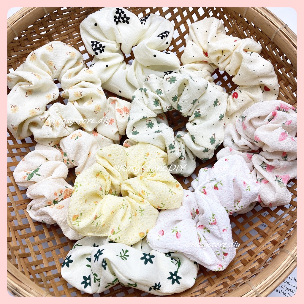 CỘT TÓC VẢI SCRUNCHIES VẢI HOA RETRO- PHONG CÁCH ULZZANG PHỤ KIỆN THỜI TRANG NỮ GIÁ RẺ ĐẸP