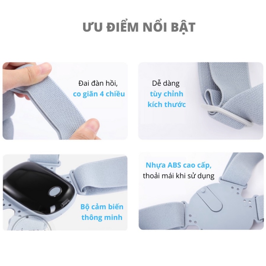 Đai chống gù lưng SMART POSE điều chỉnh tư thế thông minh, cảm biến báo rung, đếm số lần ngồi sai - Bảo hành 12 tháng