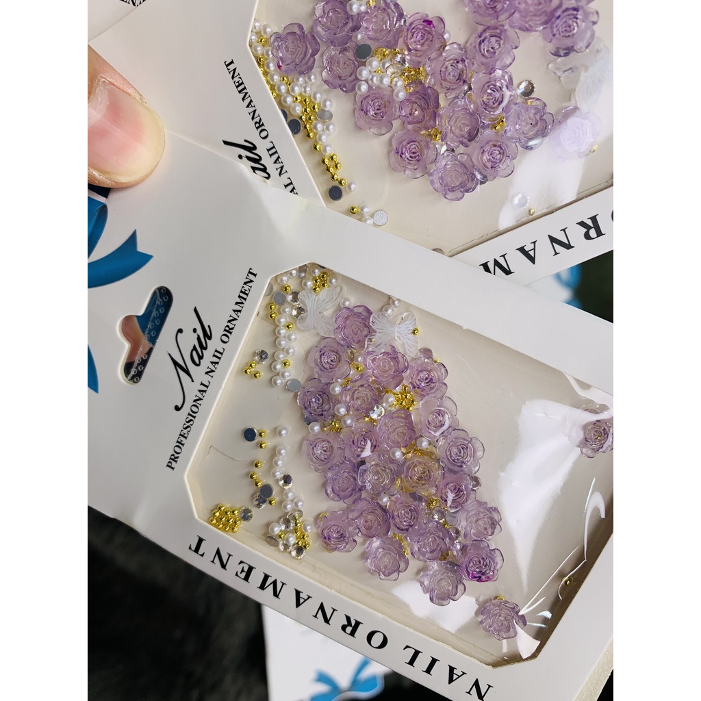 sét hoa hồng thạch tím , Sét hoa thạch tím 3d làm móng