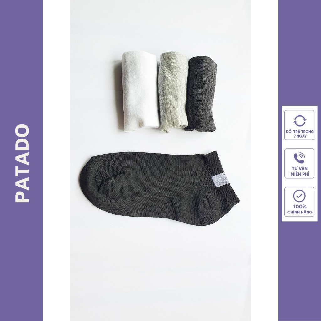 Vớ Trơn Cổ Ngắn, Tất Cổ Ngắn Nam/Nữ vải cotton PATADO chuẩn xuất khẩu Mã TV01