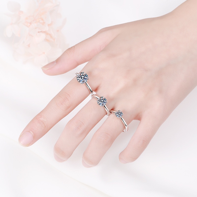 XDY-912    Nhẫn bạc nữ 925, Moissanite 1 carat/2 carat , zircon 6.5mm/8mm