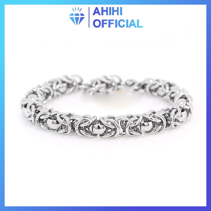 Lắc tay inox thép không gỉ cao cấp titan nam đẹp sang trọng kiểu xích kiểu thái ahihi.official màu trắng PTLTNA89