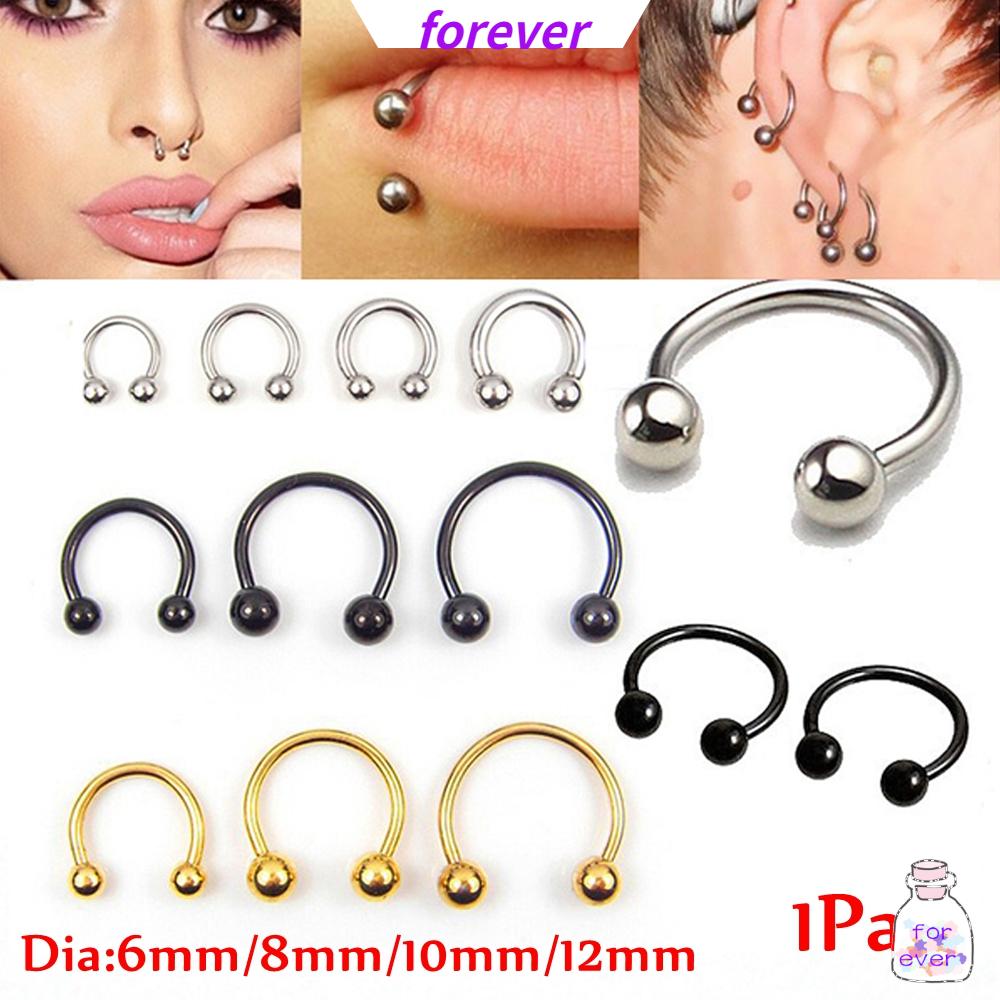🌱FOREVER🌱 Fashion Gift Nose Septum Ring Party Horseshoe Ear Piercings Lip Nipple Eyebrow Lobe Rings New Stainless Steel 16 Gauge Women Men Body Jewelry Hip Hop