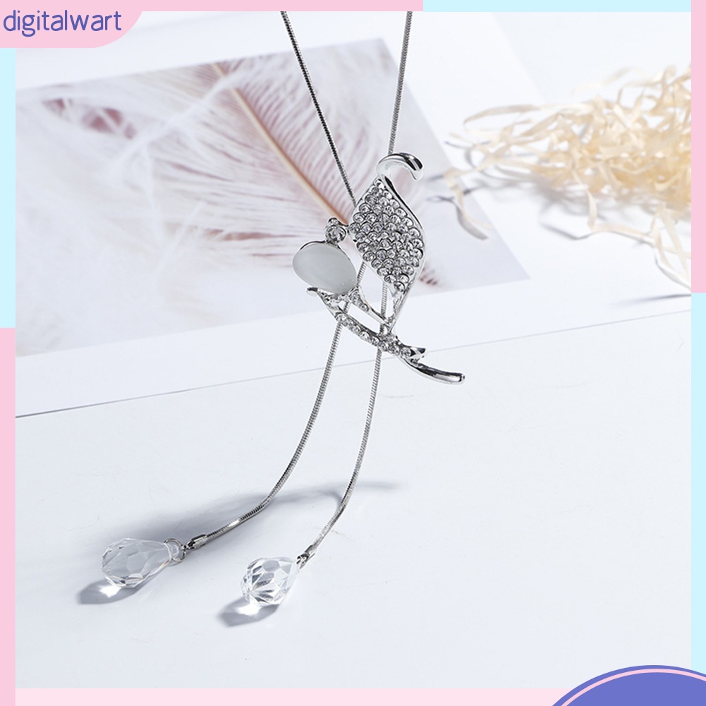 Dây chuyền dài mặt đá Opal đính đá quý nhân tạo sang trọng dành cho nữ