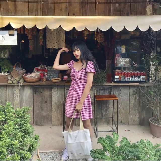 🌹 Đầm Caro nhún ngực của shebyshj🌹