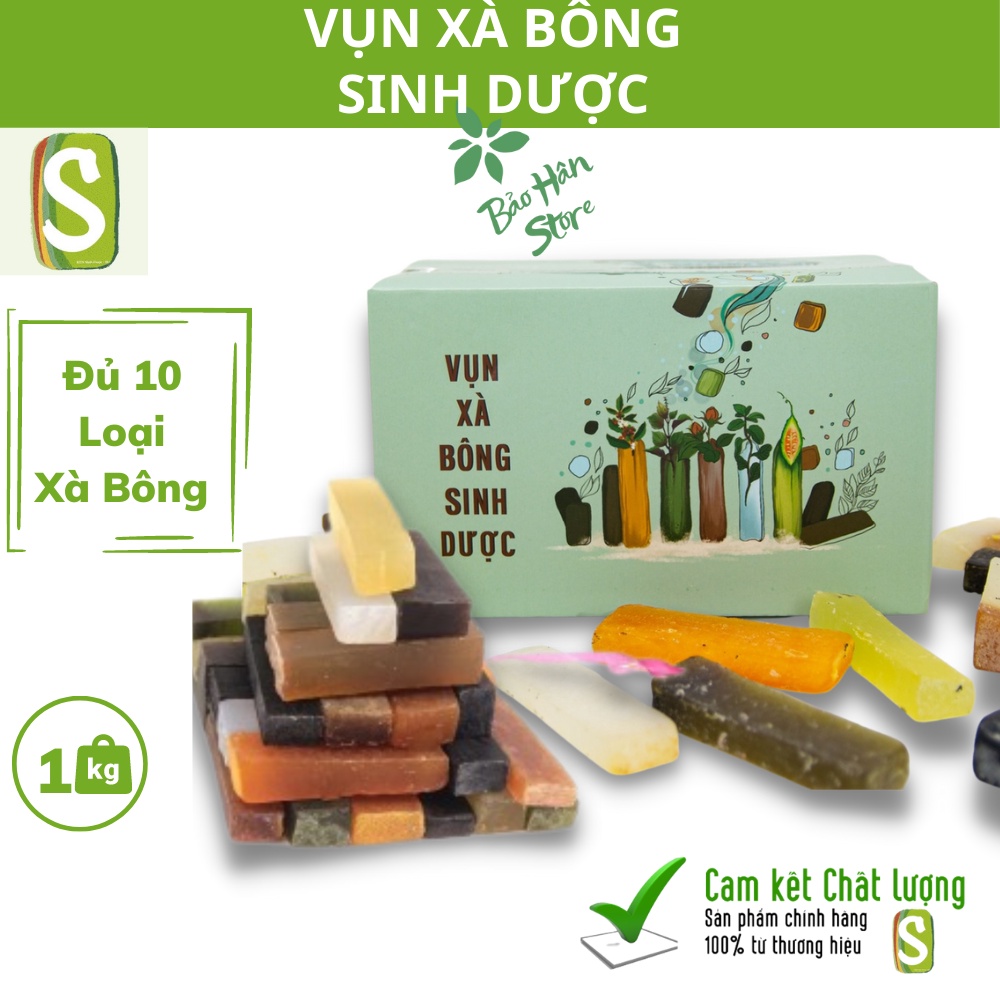 Vụn Xà Bông Sinh Dược 1Kg Trải Nghiệm Đầy Đủ Tất Cả 10 Mùi Vị Xà Bông của Hợp Tác Xã Sinh Dược - Tặng Kèm 2 túi Tạo Bot