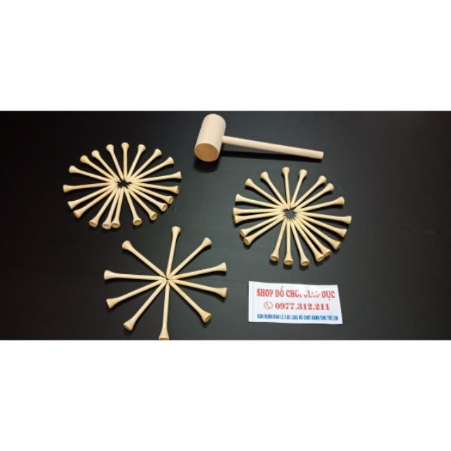 Set 50 đinh + búa gỗ cho bé rèn vận động tinh- Đồ chơi thực hành cuộc sống