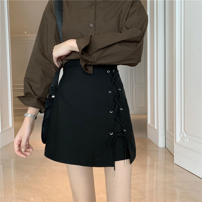 Chân Váy Lưng Cao Thiết Kế Dây Đan Chéo Phong Cách Hàn Quốc Sành Điệu