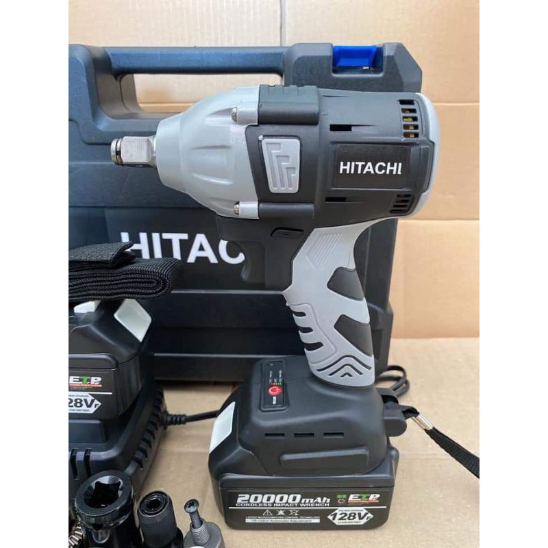 [SIÊU RẺ] MÁY SIẾT BULONG HITACHI 128V KHÔNG CHỔI THAN-TẶNG BỘ PHỤ KIỆN-2 PIN 10 CELL