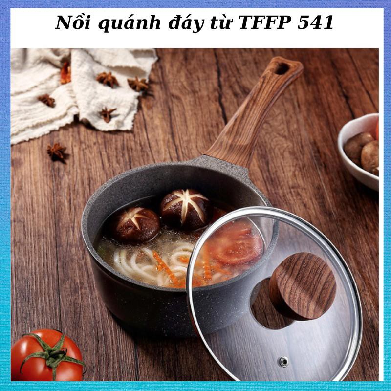 Nồi quánh vân đá chống dính đáy từ cao cấp bằng nhôm TFFP-541 - Có nắp đậy - Tiện lợi cho chiên, xào, quấy bột cho bé