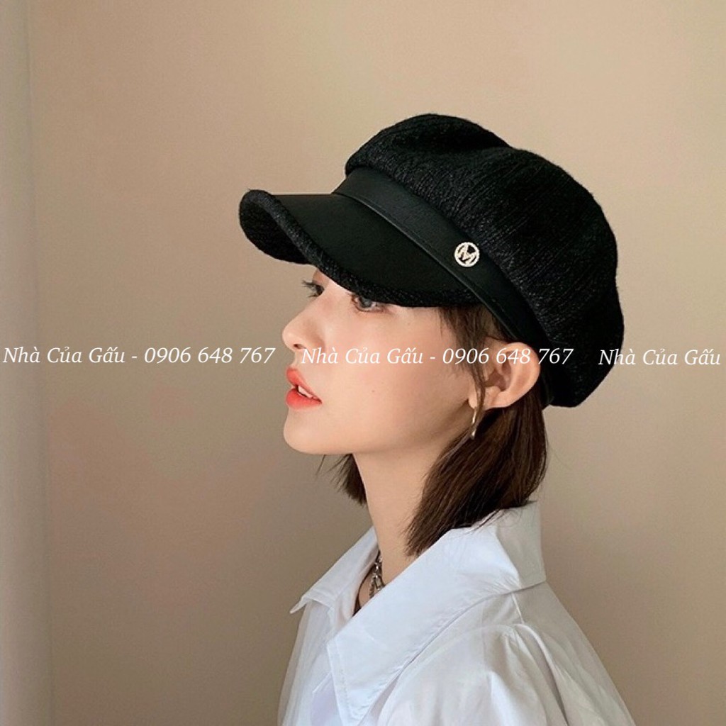 Mũ beret nữ vành da cao cấp sang chảnh