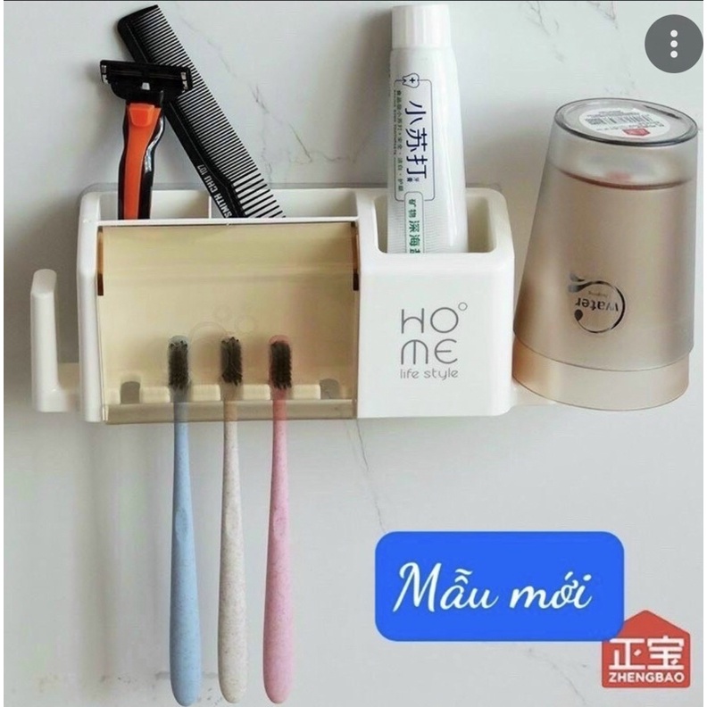 Khay cắm bàn chải dán tường tiện ích