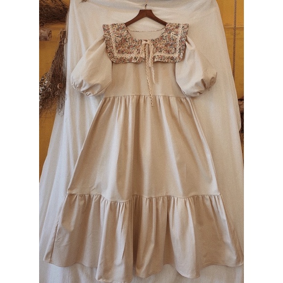 Đầm Cổ bèo Gà Vintage tay phồng